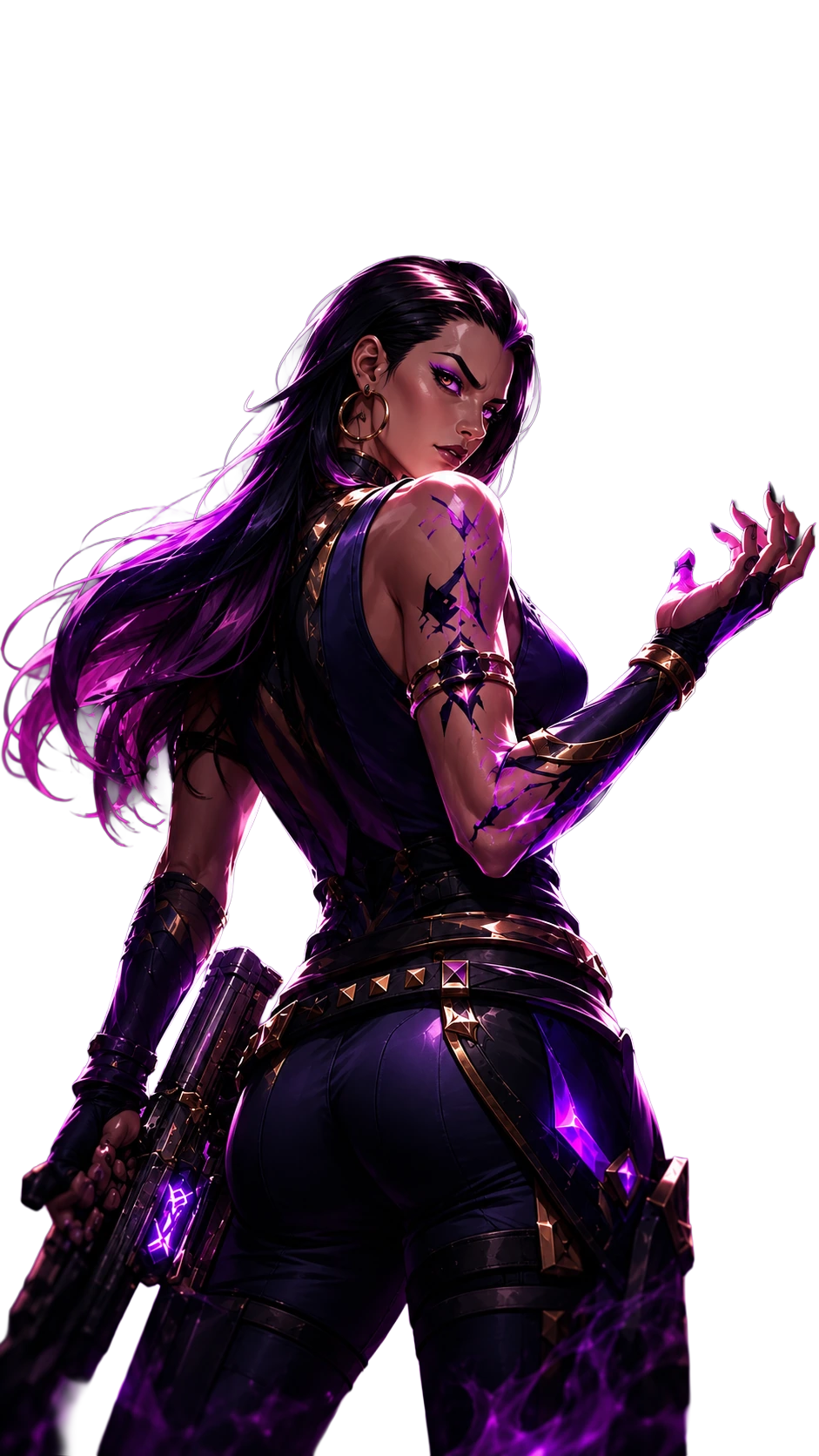 Reyna surrounded by purple soul energy
