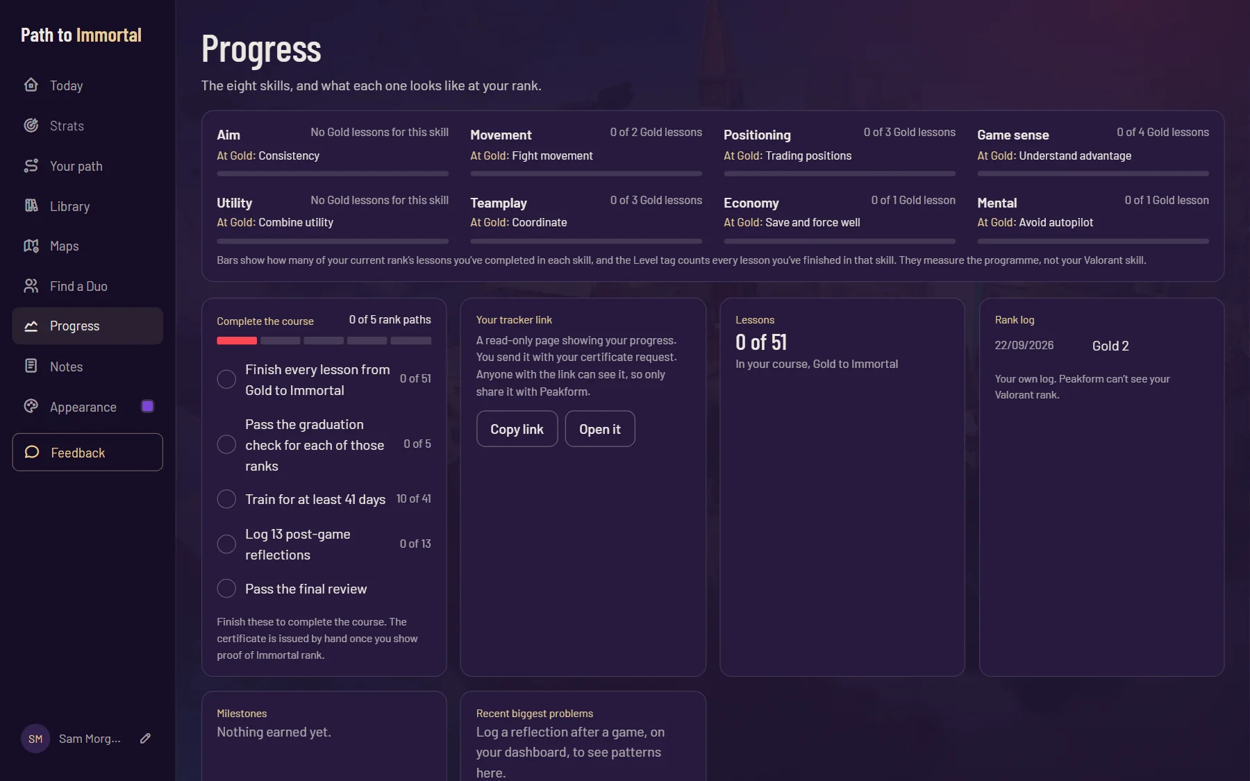 Progress interface preview