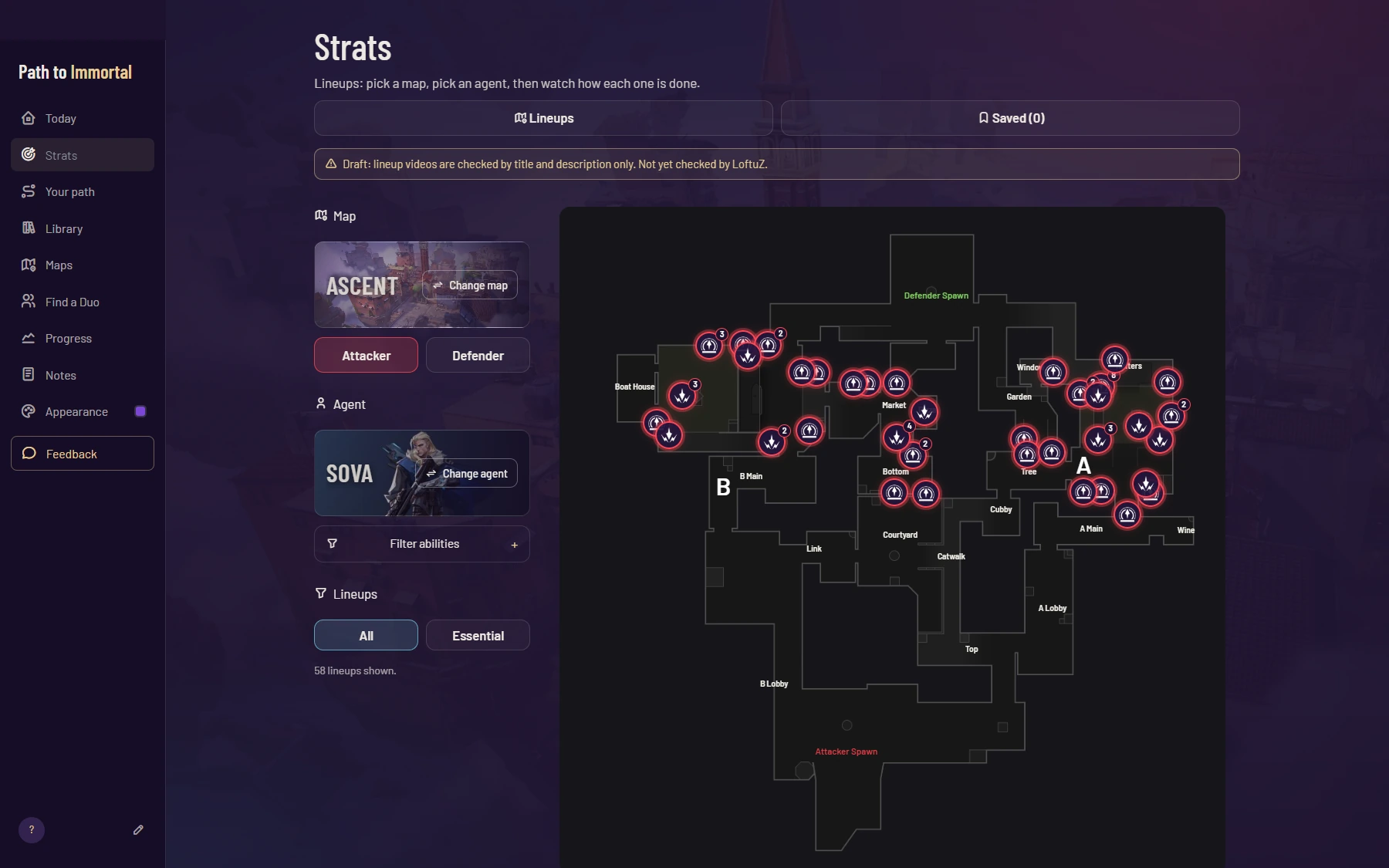 Strats & lineups interface preview